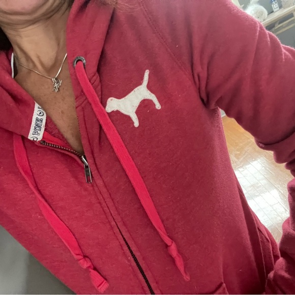 Pink red zip up hoodie - Picture 3 of 6